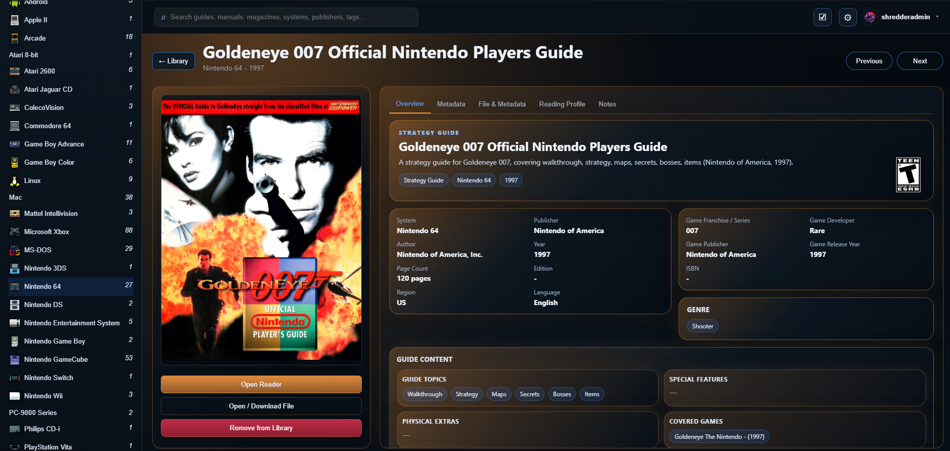 GuideVault GoldenEye 007 detail page screenshot