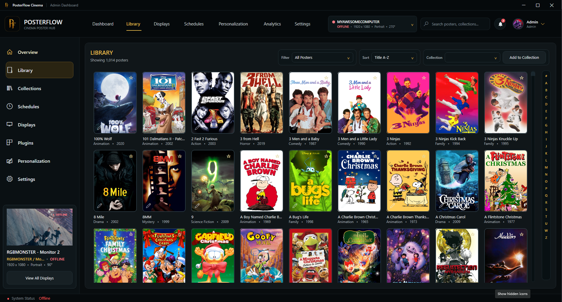 PosterFlow library dashboard screenshot